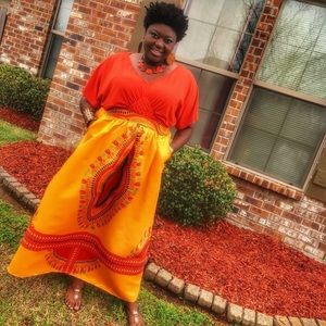 Handmade A-line maxi African print skirt 1x 2x